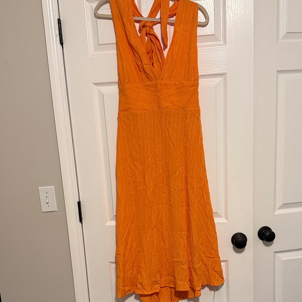 Cupshe Bright Orange One-Shoulder Tie-Back Maxi Dress
